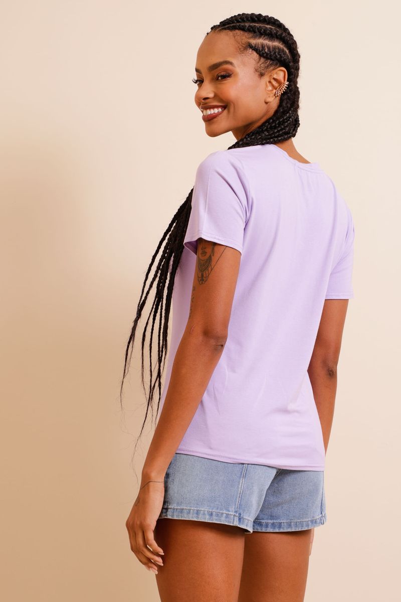 Camiseta Basic Decote V LILAS P