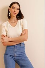 Camiseta Basic Decote V AREIA M
