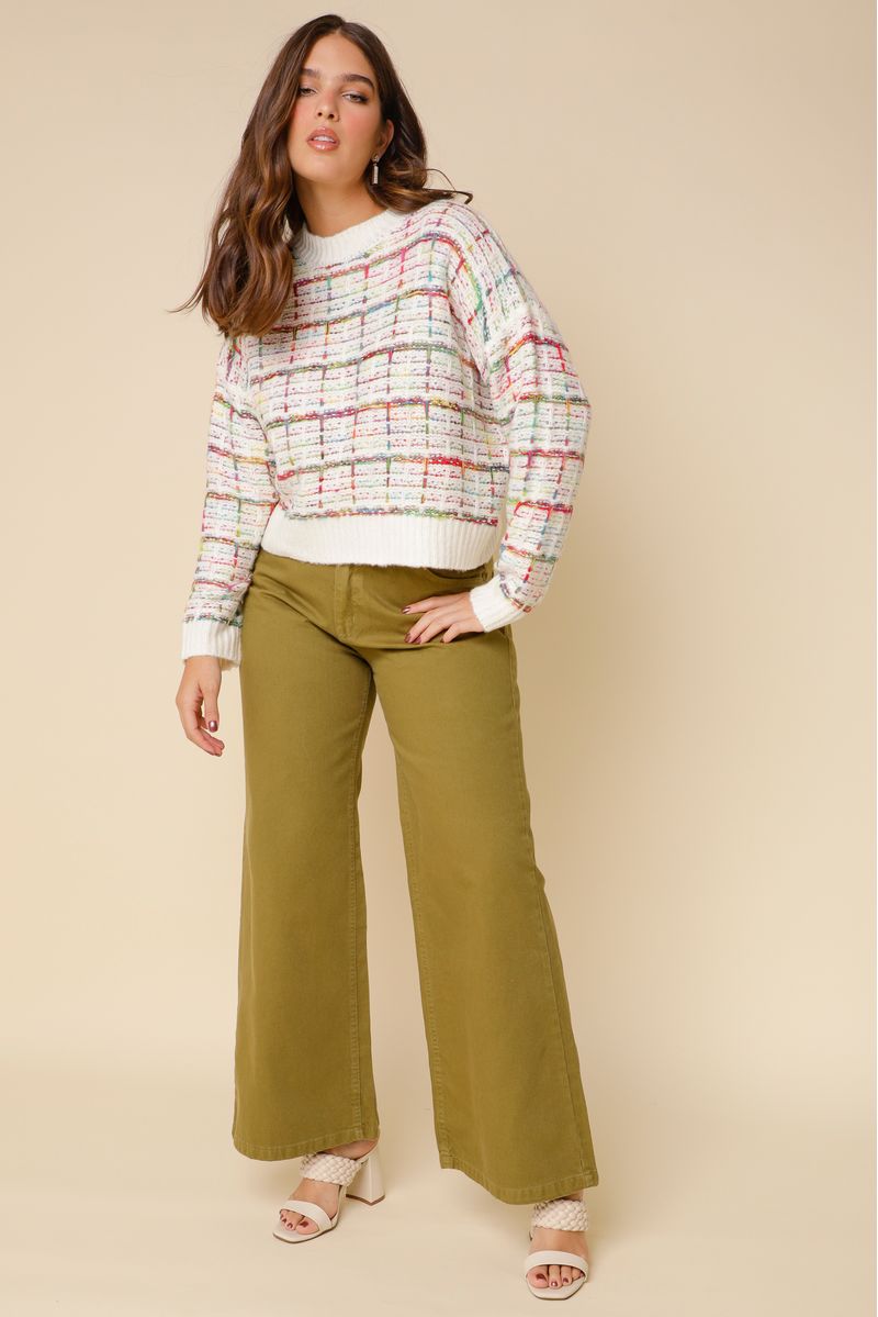 Calça Sarja Cintura Alta Wide Leg VERDE  46