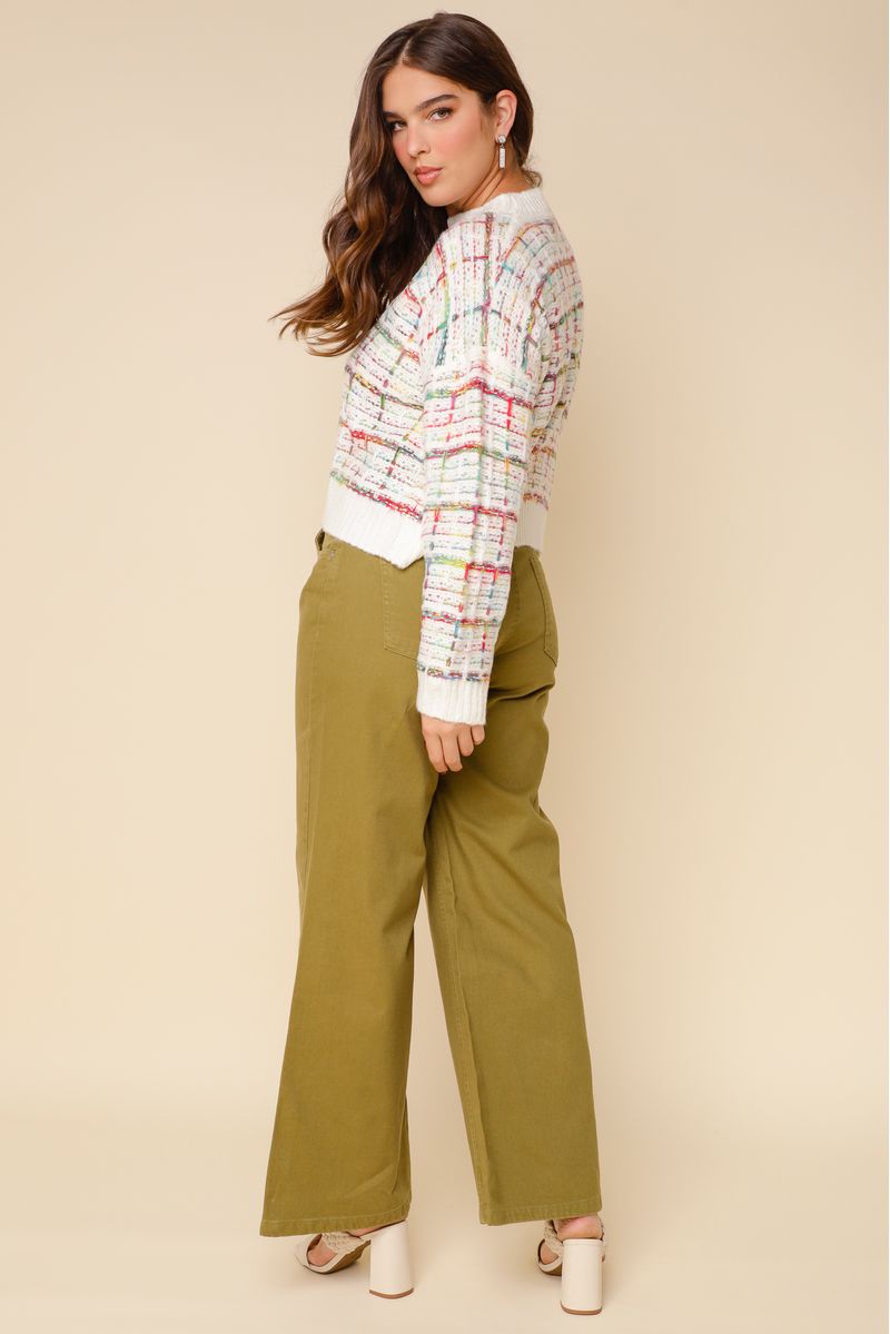 Calça Sarja Cintura Alta Wide Leg VERDE  46