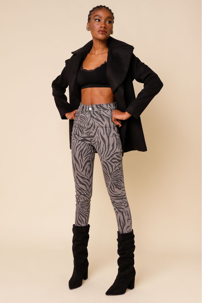 Calça Skinny Animal Print PRETO 36