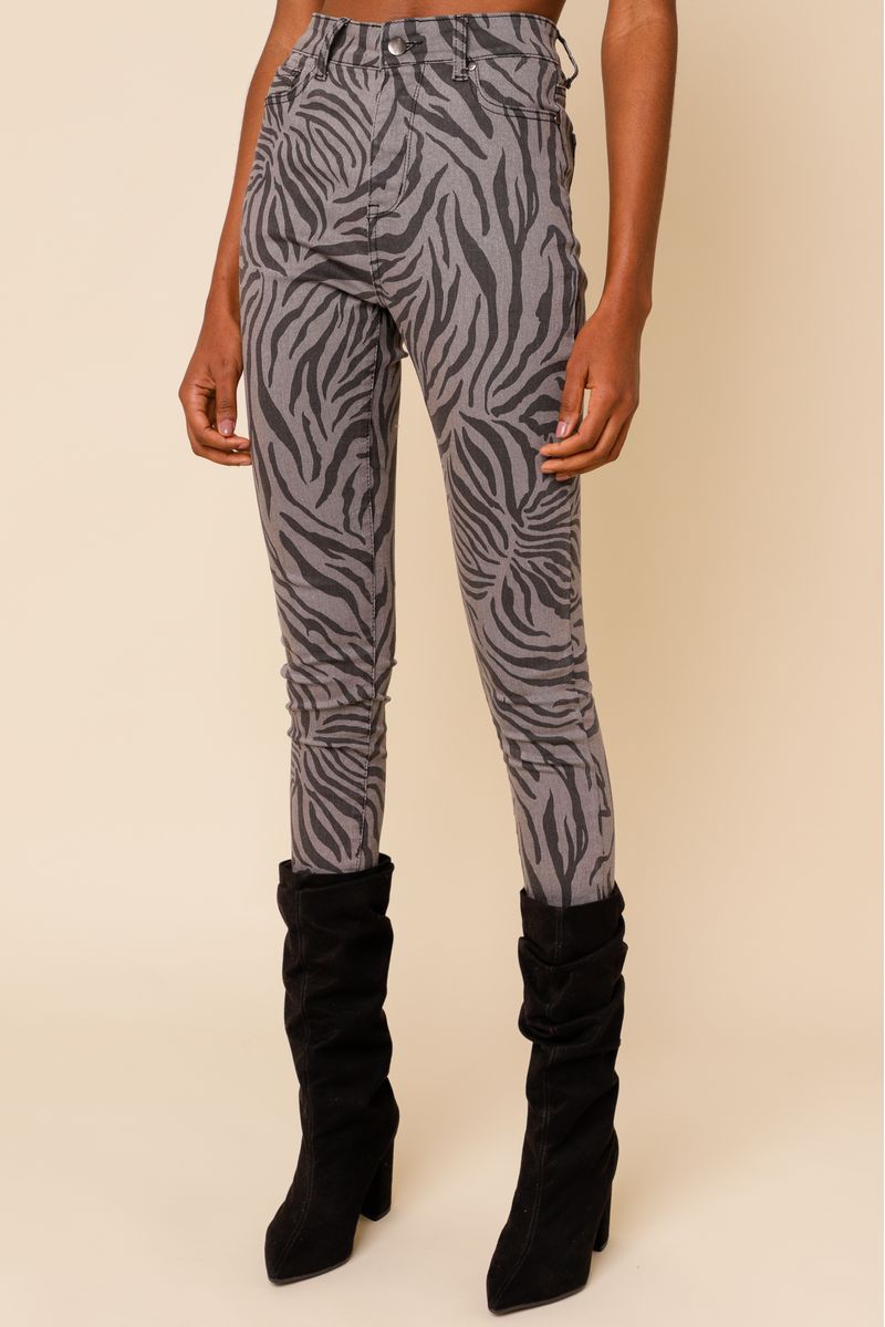 Calça Skinny Animal Print PRETO 36