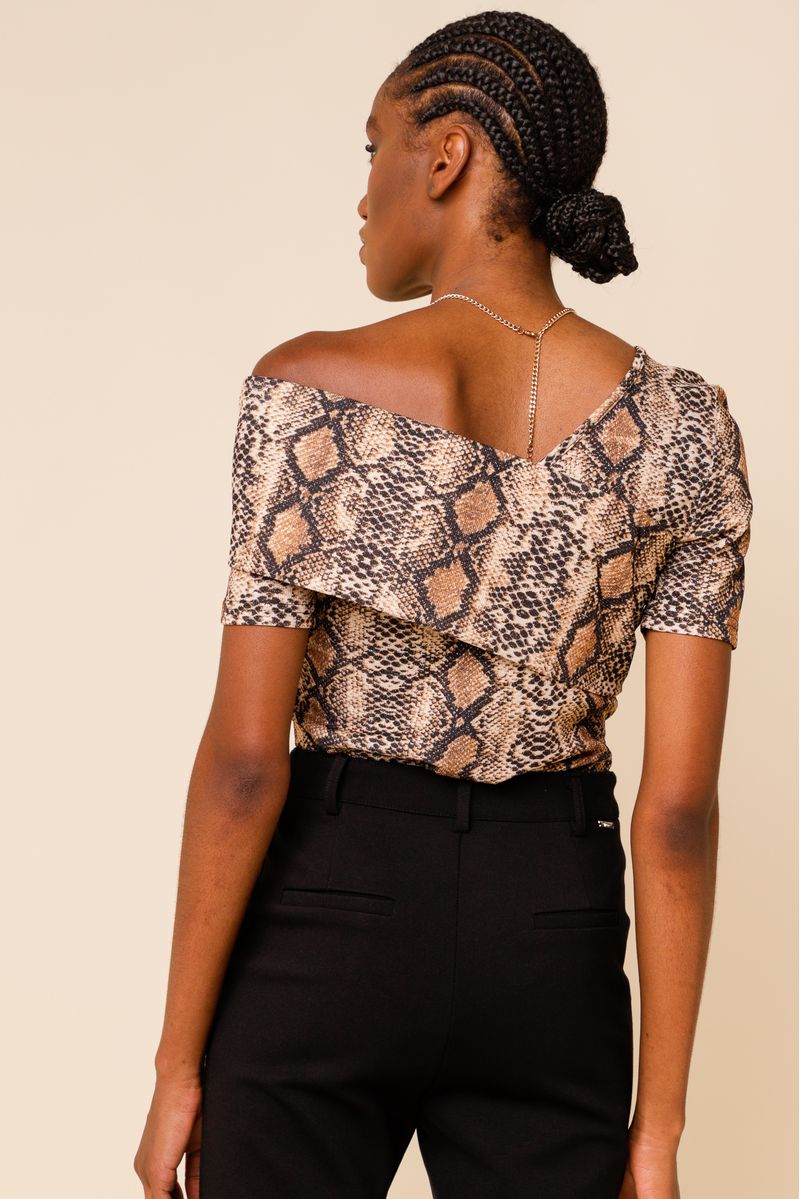 Body Oncinha Brilho BEGE P