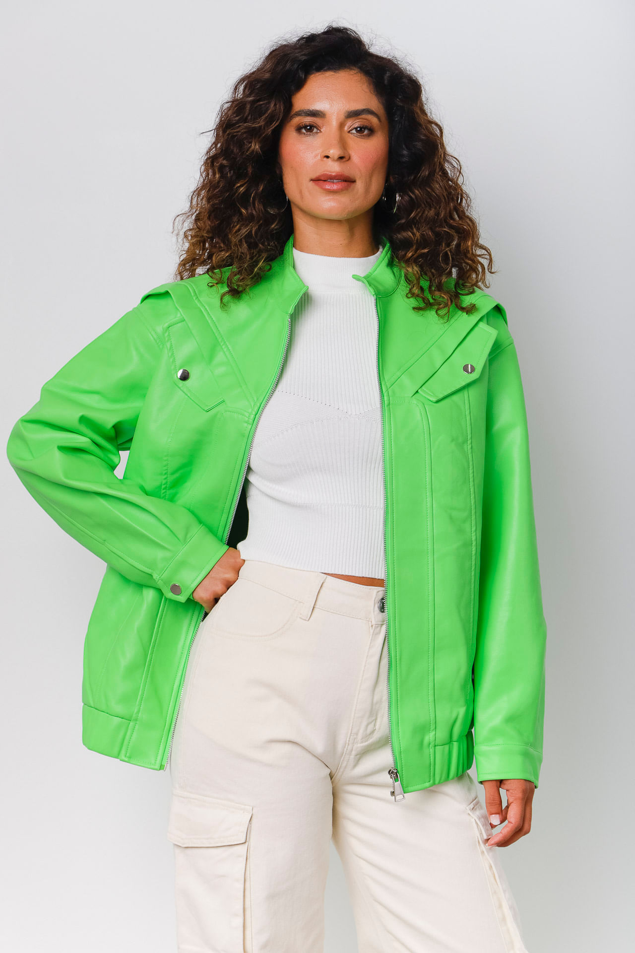 Jaqueta Oversized Pu Verde - Mamô