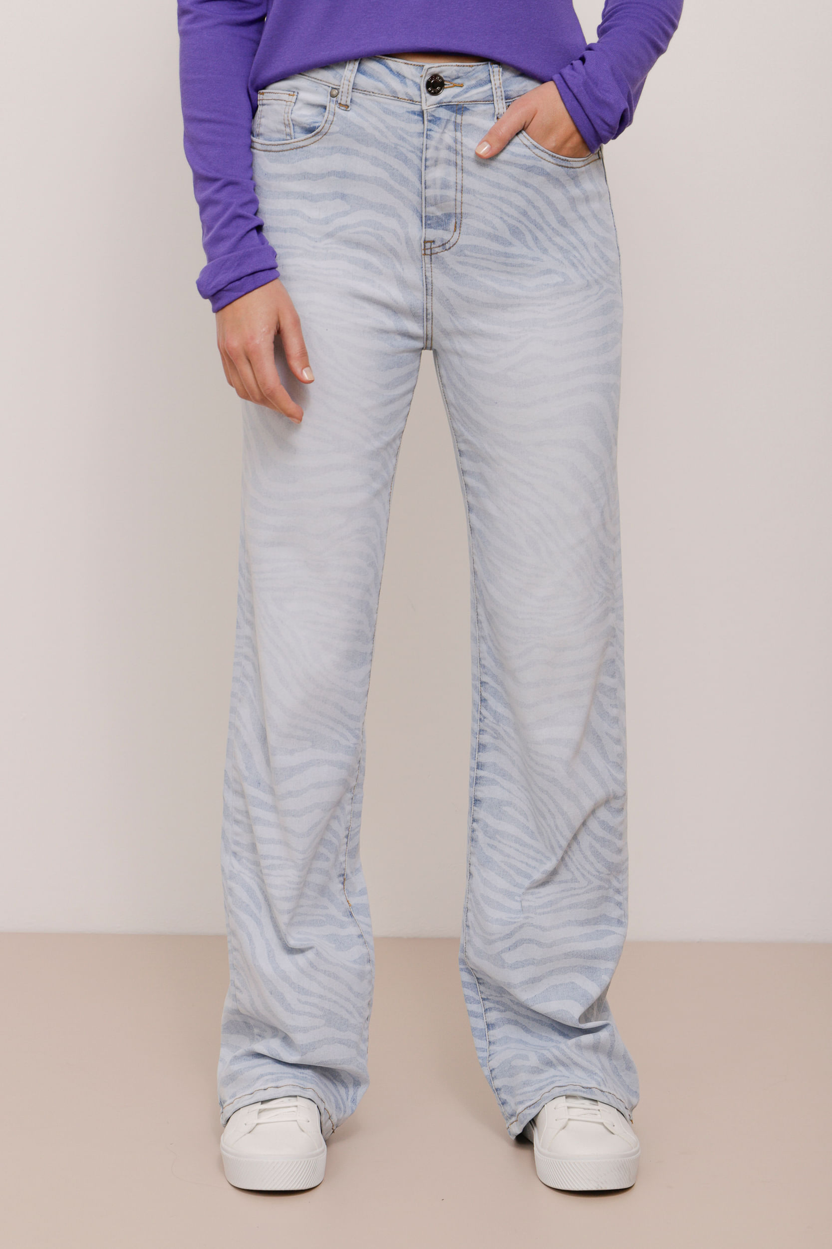 Calça Jeans Reta Zebra Azul - Mamô