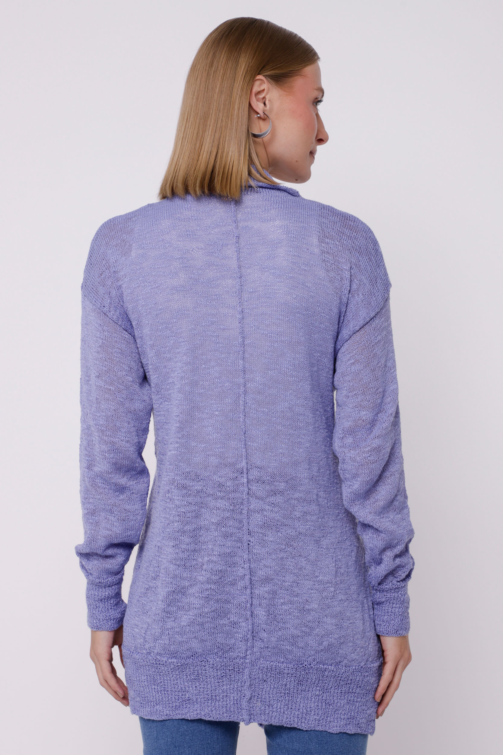 Cardigan Alongado Tricot Flamê Lilas - Mamô
