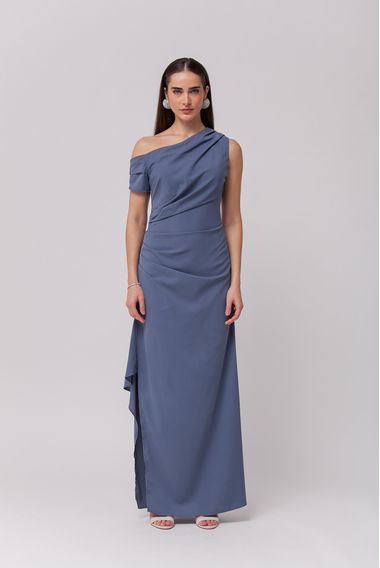 Vestido Longo Festa Cava Americana AZUL