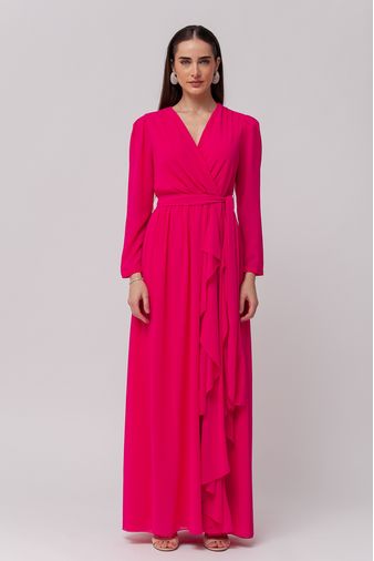Vestido Festa Manga Longa Babados PINK