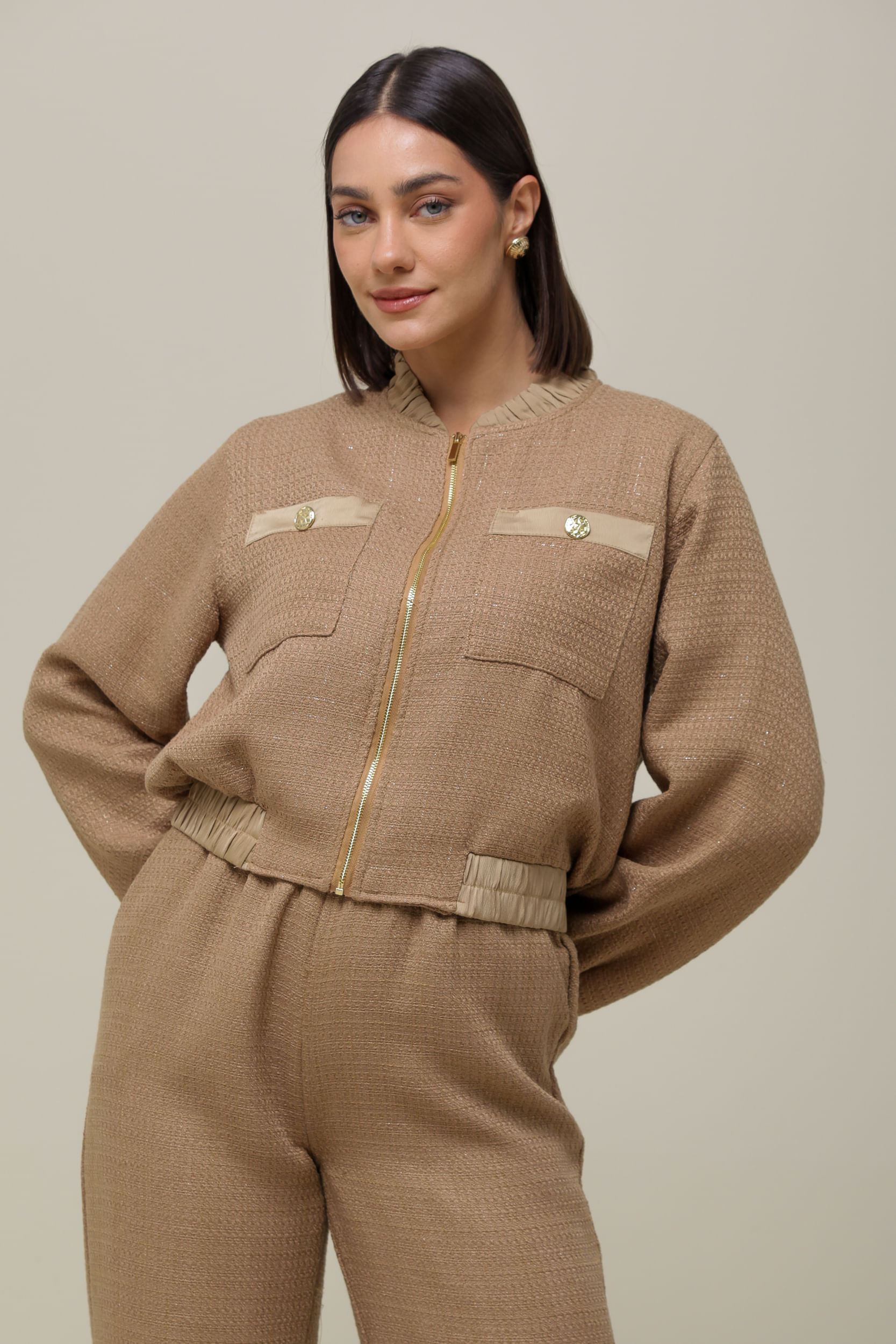 Casaqueto Tweed Camel - Mamô