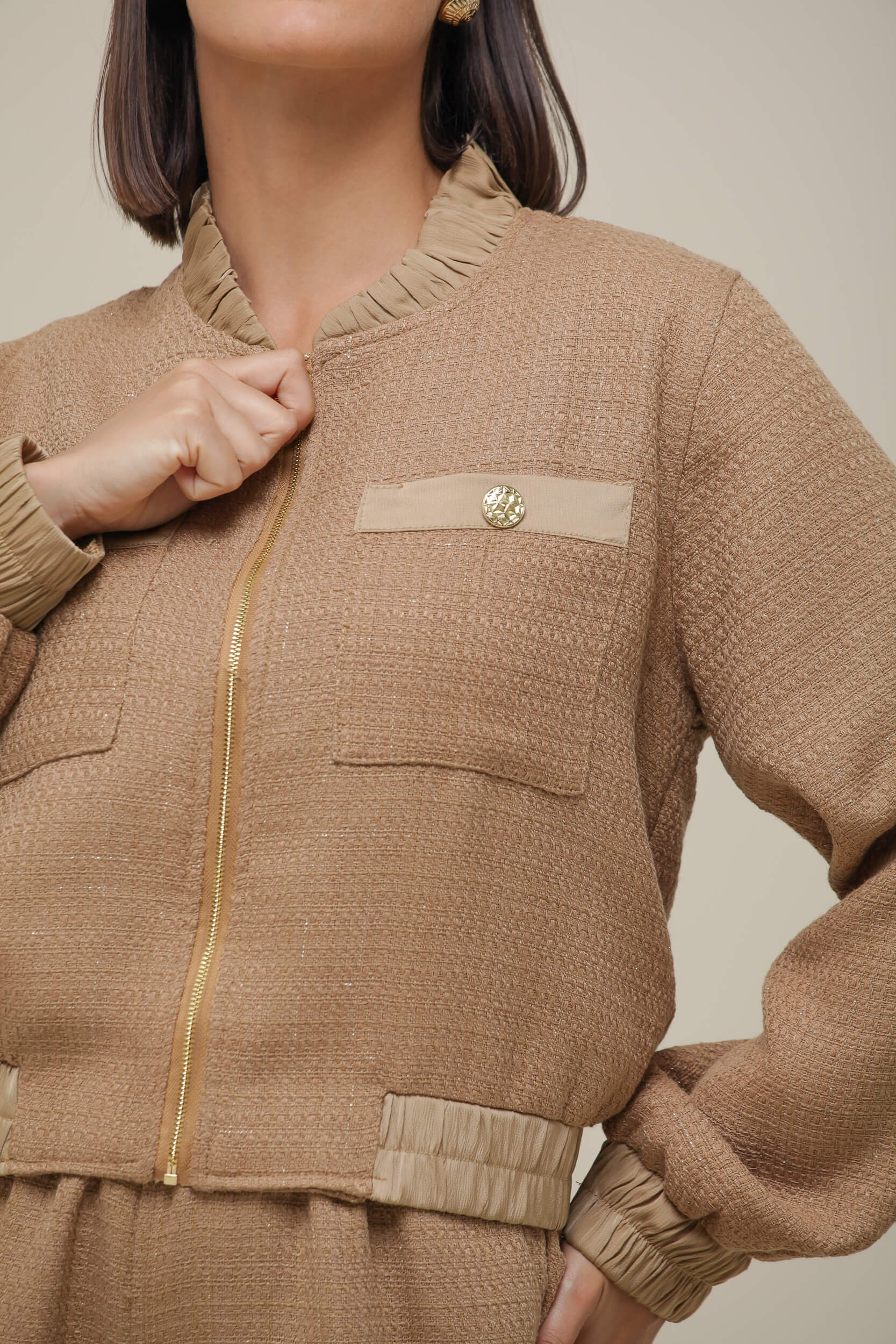 Casaqueto Tweed Camel - Mamô