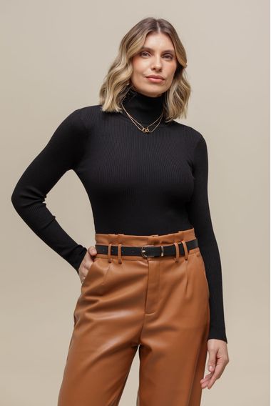 Blusa Cacharrel Manga Longa PRETO