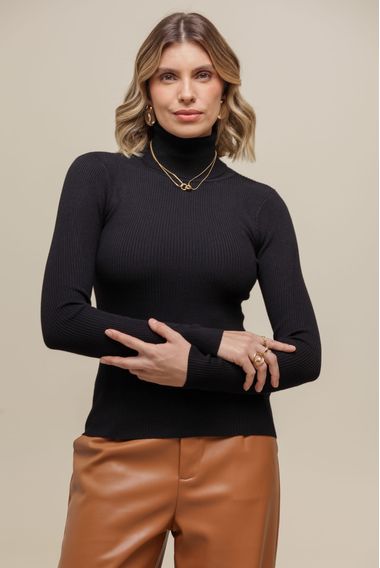 Blusa Cacharrel Manga Longa PRETO