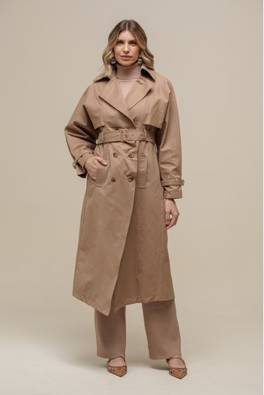 Trench Coat Sarjado  BEGE