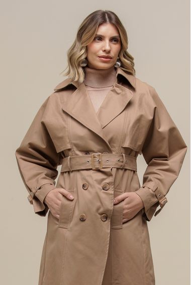 Trench Coat Sarjado  BEGE