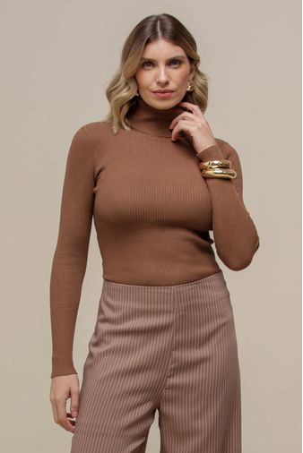 Blusa Cacharrel Manga Longa CARAMELO