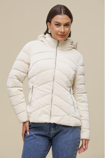 Jaqueta Puffer Basic Com Capuz  OFF-WHITE