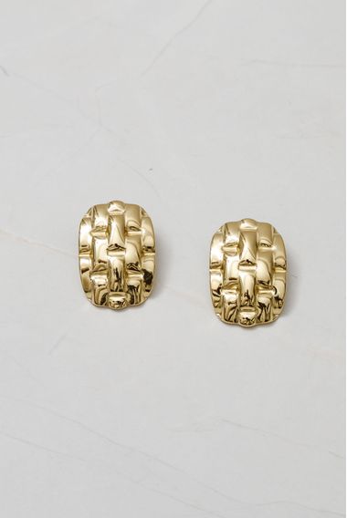Brinco Meia Argola Detalhe  DOURADO