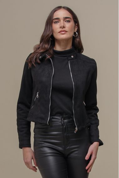 Jaqueta Suede Gola Estruturada PRETO