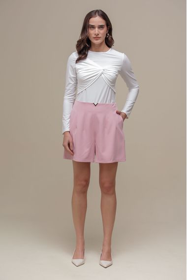 Shorts Alfaiataria Detalhe em V ROSA