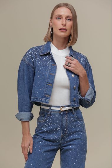 Jaqueta Jeans Brilhos MARINHO