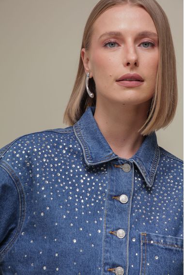 Jaqueta Jeans Brilhos MARINHO