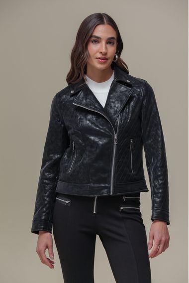 Jaqueta PU Biker Matelassê PRETO