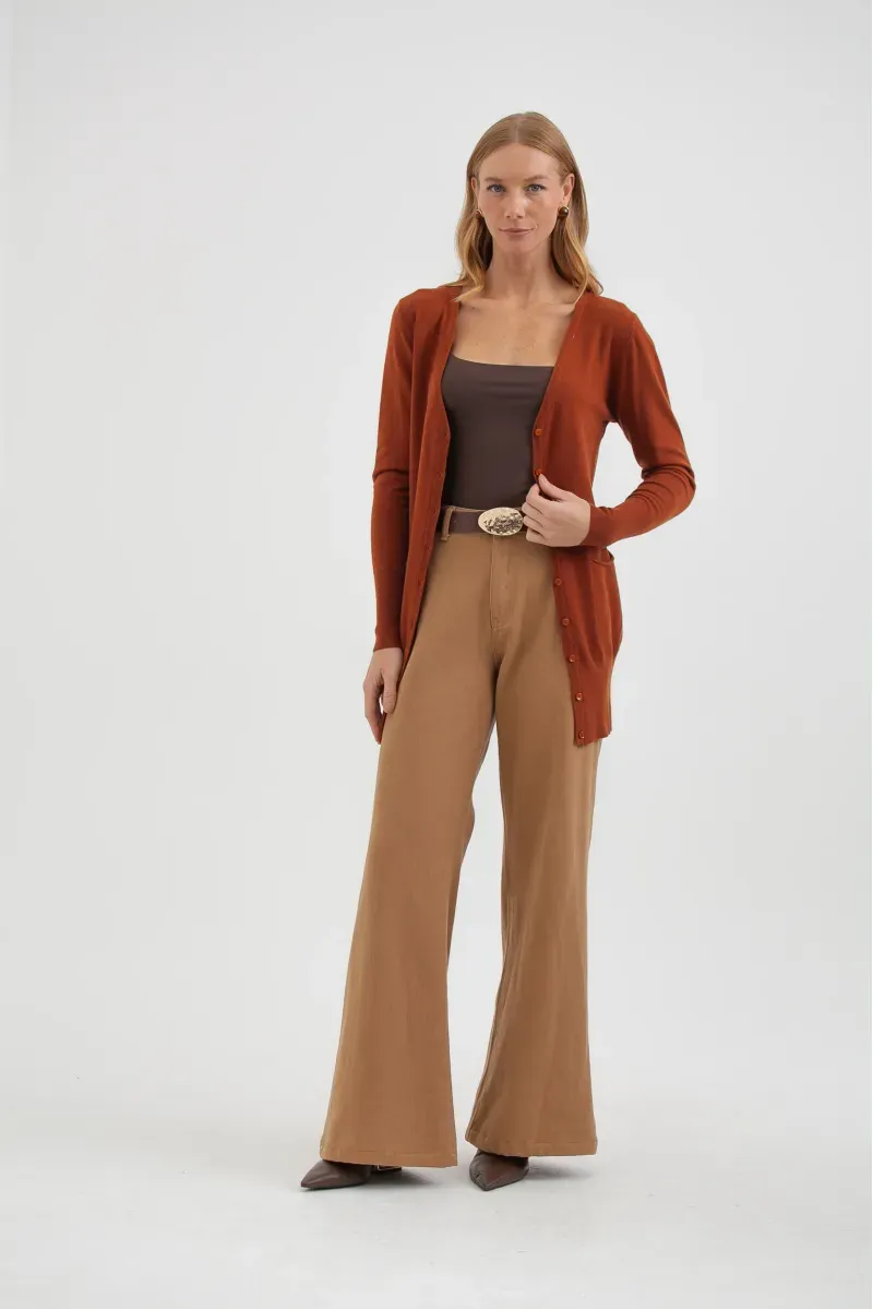 Cardigan Tricô Alongado Marrom - Mamô